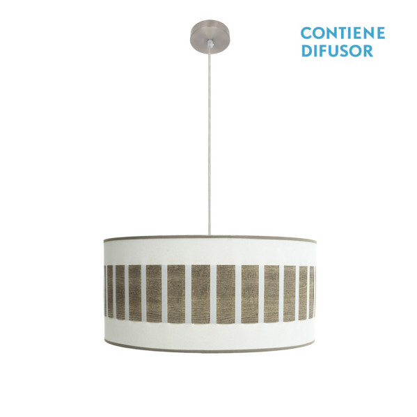 Colgante Ivanna 2xe27 Niquel/blanco-madera Gris Regx50x50 Cm