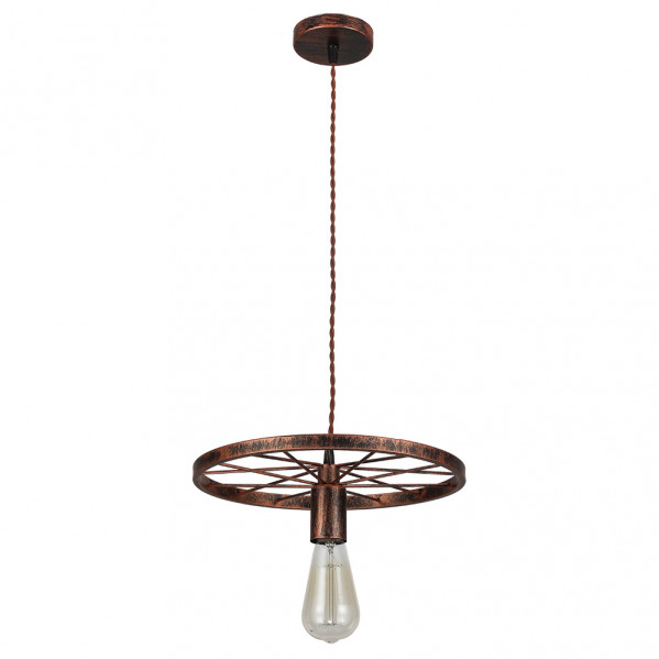 Colgante Mirlo 1xe27  Rueda Marron Oxido Regx30x30 Cm