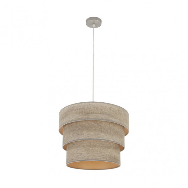 Colgante Triple Smile 1xe27 Niquel/madera Gris Regx40x40 Cm