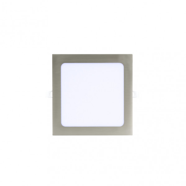 Downlight Basalto 12w 6500k Niquel Cuadrado 1080lm 2,5x17x17 Cm Corte 15,5x15,5 Cm