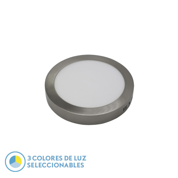 Downlight Superf.diorita 12w 3000k-4000k-6500k Niquel 1080lm 3,5x17x17 Cm