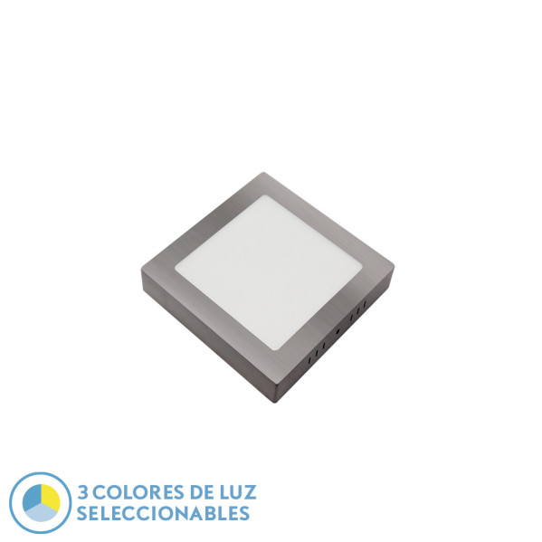 Downlight Superf.gabro 12w 3000k-4000k-6500k Niquel 1080lm 3,5x17x17 Cm