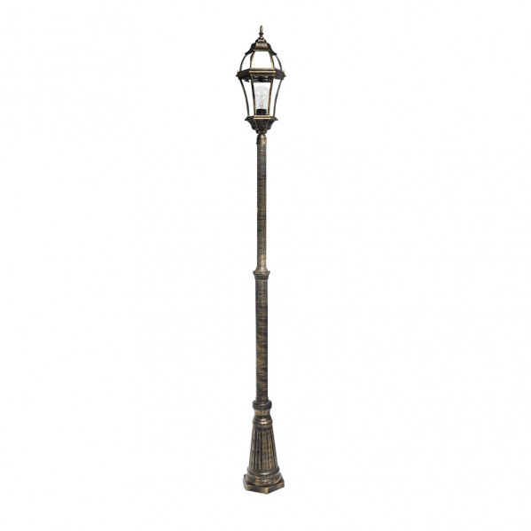 Farola Exterior Aluminio Becrux 1xe27 Neg/oro Ip44 234x25x25 Cm Regulable En Altura