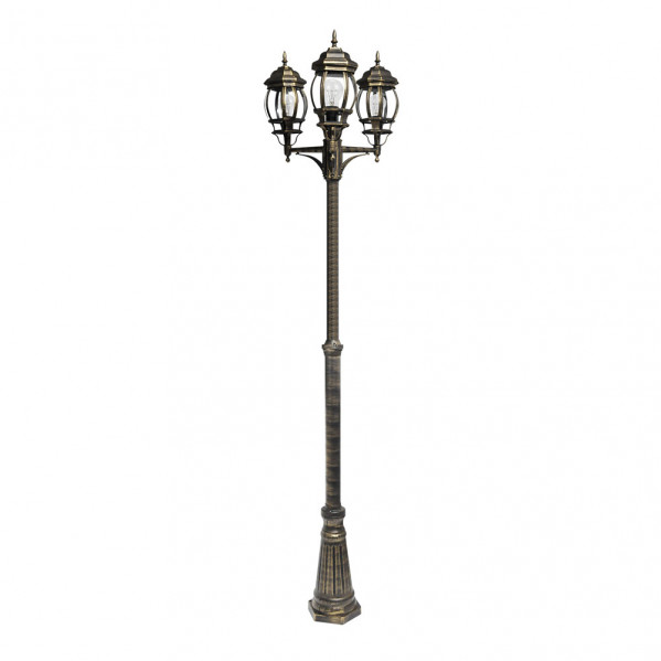 Farola Exterior Aluminio Caelum 3xe27 Neg/oro Ip45 228x55x55 Cm