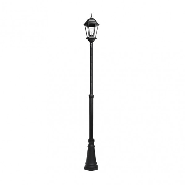 Farola Exterior Aluminio Regulus 1xe27 Negro    230x25x25 Cm Regulable En Altura  Ip44