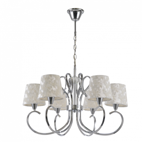 Lampara Cancun 6xe14 Cromo Pantalla Blanca 98x62x62 Cm