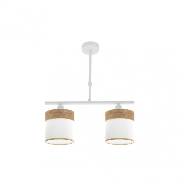 Lampara Cloe 2xe14 Blanca/blanca-madera Clara Regx43x14 cm