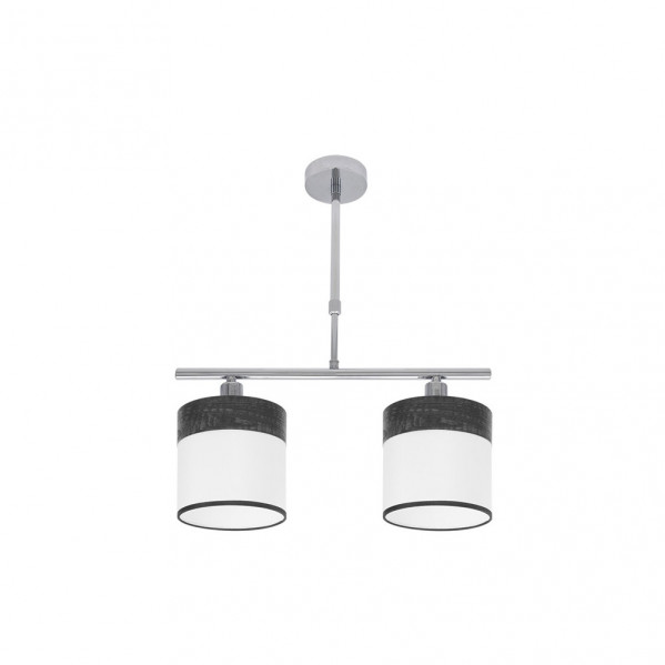 Lampara Cloe 2xe14 Cromo/blanca-madera Negra Regx43x14 cm