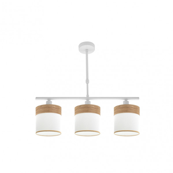 Lampara Cloe 3xe14 Blanca/blanca-madera Clara Regx55x14 cm