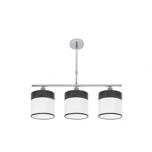 Lampara Cloe 3xe14 Cromo/blanca-madera Negra Regx55x14 cm