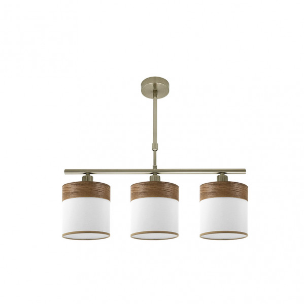 Lampara Cloe 3xe14 Cuero/blanca-madera Oscura Regx55x14 cm