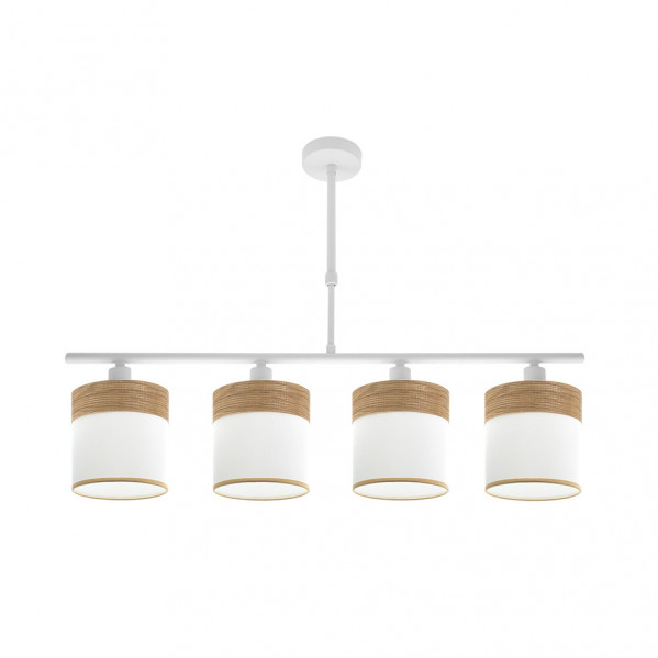Lampara Cloe 4xe14 Blanca/blanca-madera Clara Regx75x14 cm