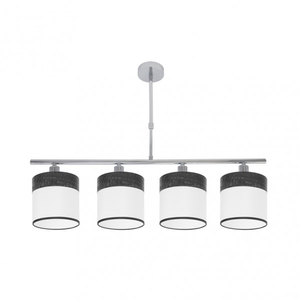 Lampara Cloe 4xe14 Cromo/blanca-madera Negra Regx75x14 cm
