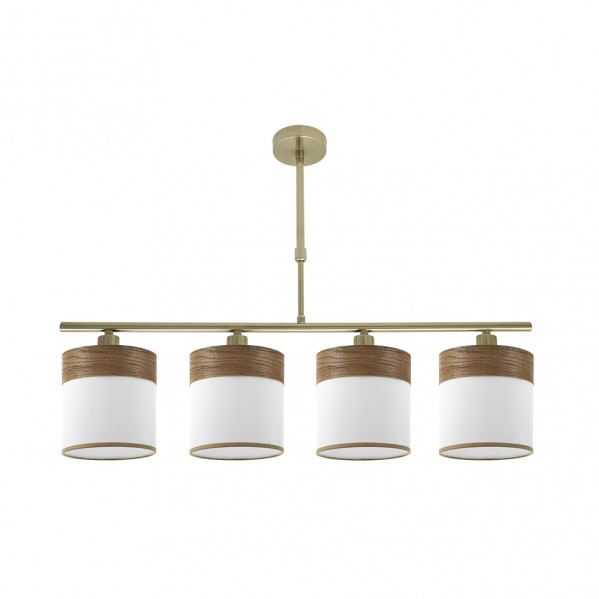 Lampara Cloe 4xe14 Cuero/blanca-madera Oscura Regx75x14 cm