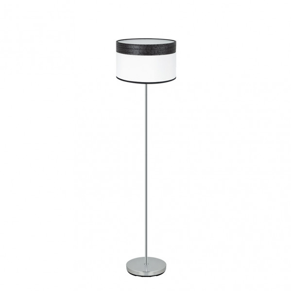 Pie Salon Cloe 1xe27 Cromo/blanca-madera Negra162x40x40  cm