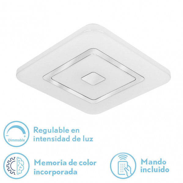 Plafon 96w Ezra Blanco/cromo 3000-4000-6500k 7488lm 5x54x54cm Remoto+reg.int+memoria