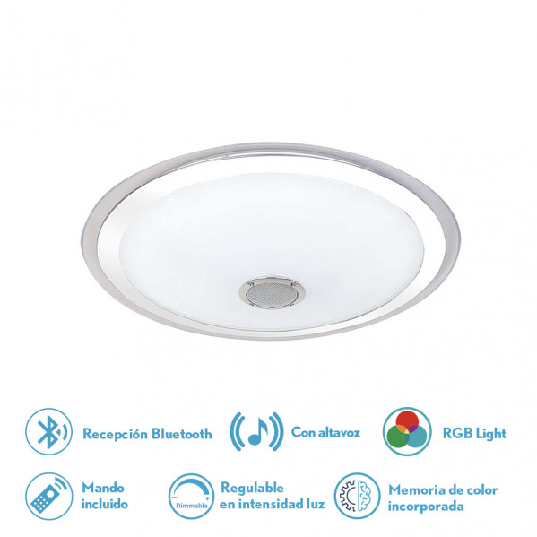 Plafon Magallanes 48w 3 Color+rgb 8,5x44x44 Cm Bluethooth 3744lm.reg.intens.y C.remoto C/memoria