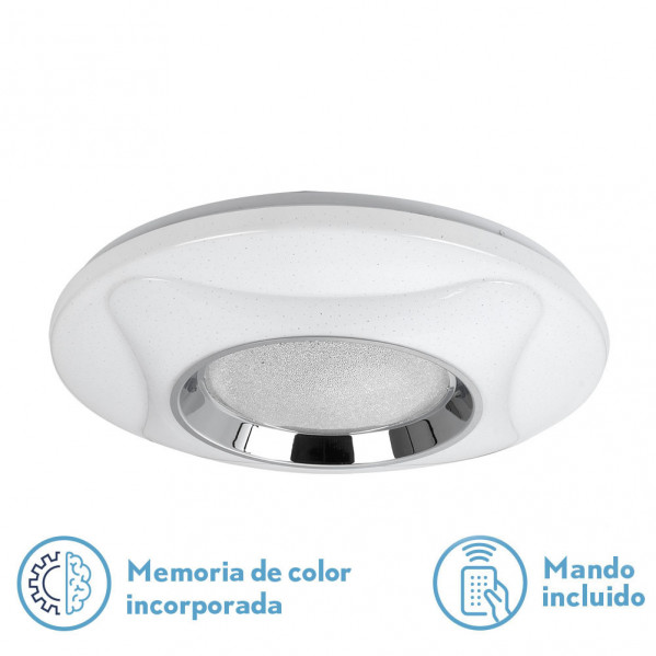 Plafon Montevideo 72w 3000-4000-6000k Cromo 7x49d Red.7200lm Reg.intens.remoto C/memoria