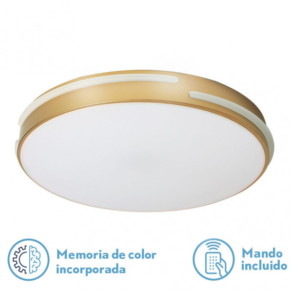 Plafon Riad 96w 3000-4000-6000k Oro Red.5x51,5d  7680lm Reg.intens.c.remoto C/memoria