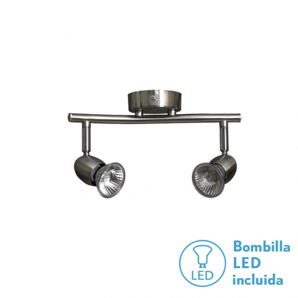 Regleta Foco Sonora Niquel 2xgu10 Bomb. incl 15x26