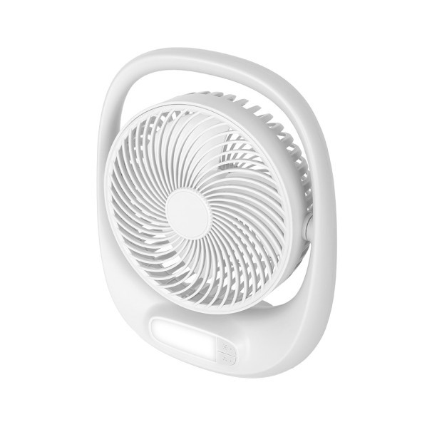 Ventilador Inalambrico Sobremesa Aguila Blanco 5w 3vel Recargable C/luz, Alim.usb Orientable 180 3asp 30x25x8 CM