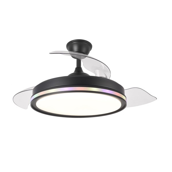 Ventilador Dc 59+7w Cacique Negro 3asp 107d 6980lm 3000-4500-6500k+rgb Remo+r.int+memo+temp