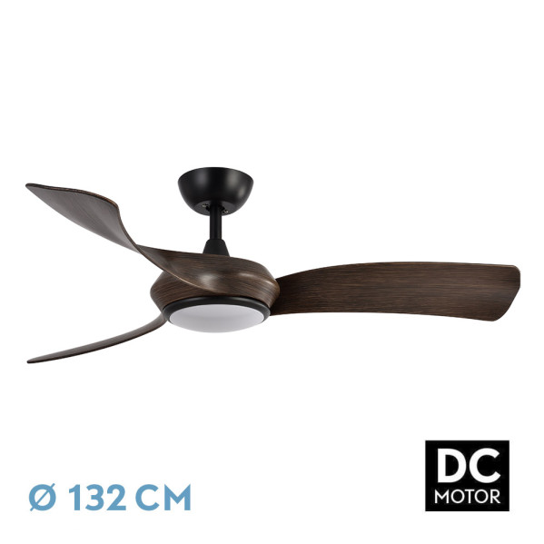 Ventilador Dc Cerdea 30w 2950lm Negro/roble 3aspas 3000k,4500k,6000k Regulable Intensidad+ Remoto+ Temporizador+ Memoria