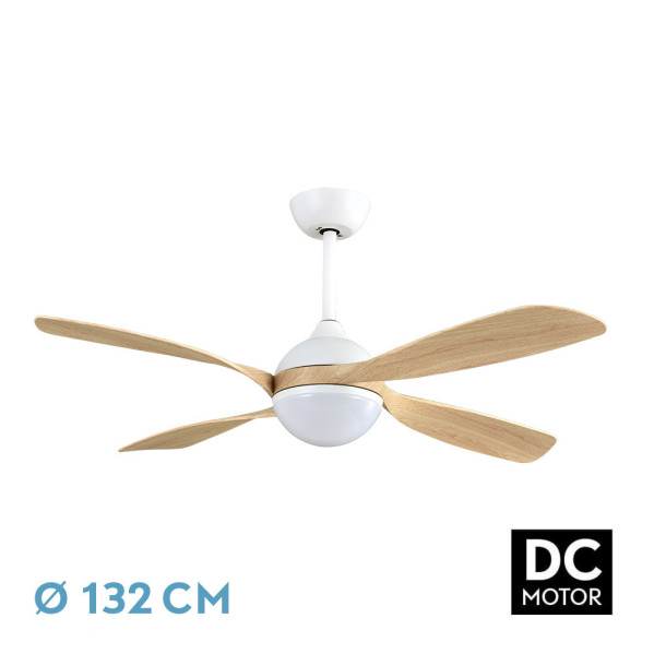 Ventilador Dc Livorno 30w 3250lm Blanco 132d 4aspas 3000k,4500k,6000k, Remoto+ Temporizador+ Memoria