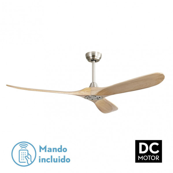Ventilador Dc Marin Niquel 3 Aspas Haya Sin Luz 6 Velocidades 152d Temporizador Y Remoto 24