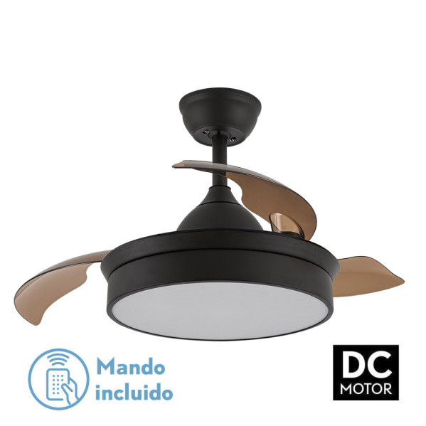 Ventilador Dc Cala Negro 72w 7200lm 3Asp.desp. 109d 6 velocidades 3000-4000-6000k  Remoto, Temporizador Y Memoria