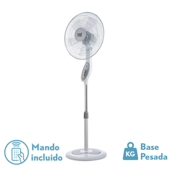 Ventilador De Pie Floxo Blanco/gris 3 Vel. 45w  C/remoto Temporizador 5 Aspas Regx44,5x40 Cm