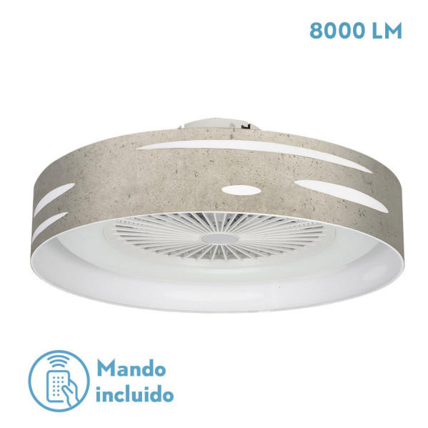 Ventilador Odra 72w Cemento Gris 60d 3000-4000-6000k 5 Asp 8000lm Remoto, Reg Int, Temporizador