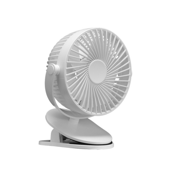 Ventilador Sobremesa C/pinza Peafiel Blanco 5w 3+1vel Recargable Alimentacion Usb 5aspas Motor Dc 18x16x13cm Inalambrico
