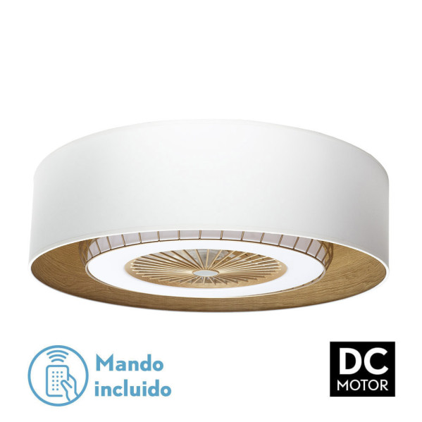 Ventilador DC Tania 72w Blanco/madera Clara 5 Aspas 6 Velocidades 3col Remoto,memoria,reg.Intensidad,temporizador 6120lm 70d
